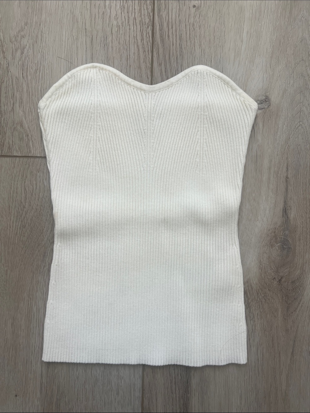 Kookai Cream White Ribbed Strapless Top